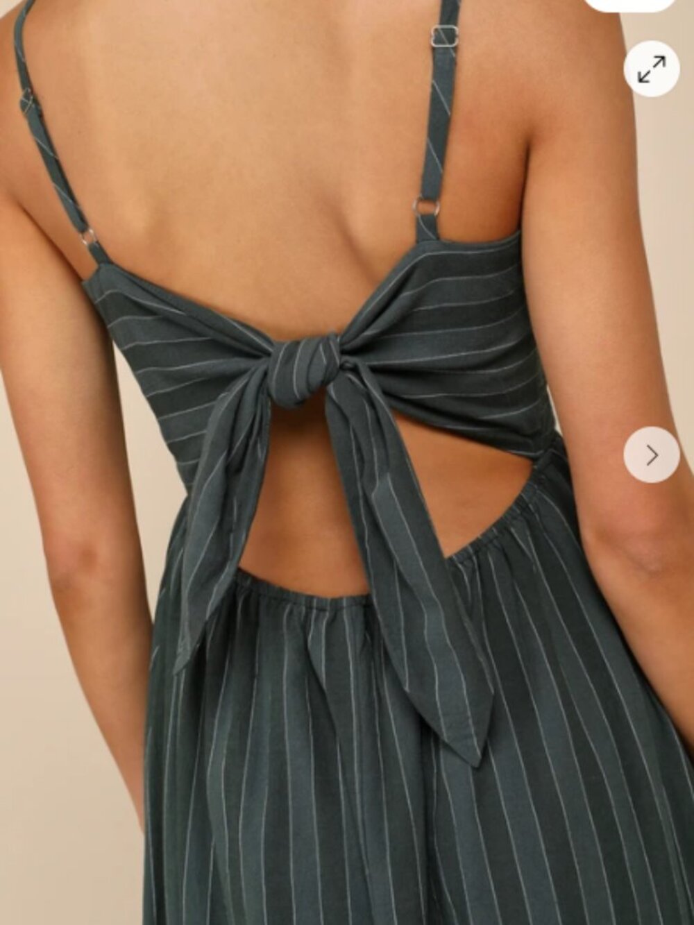 Lulus Feeling the Best Green Striped Tie-Back Midi Dress with Pockets XL - Picture 4 of 7